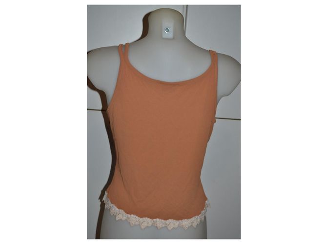 Regata Blumarine em algodão cor caramelo com renda - vista 3