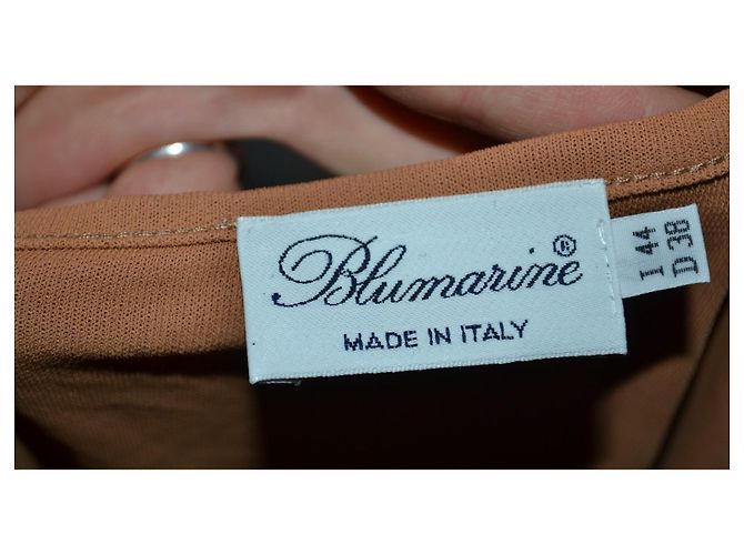 Regata Blumarine em algodão cor caramelo com renda - vista 4