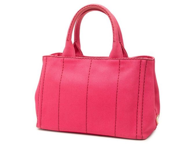 Mini borsa Prada in Canapa con placca logo triangolare Rosa - vista 2