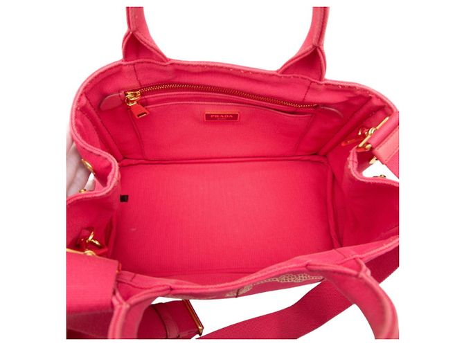Mini borsa Prada in Canapa con placca logo triangolare Rosa - vista 4