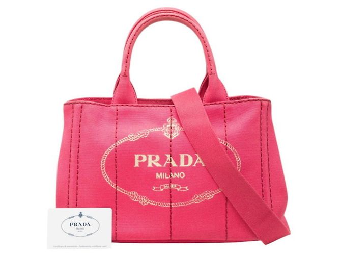 Mini borsa Prada in Canapa con placca logo triangolare Rosa - vista 6