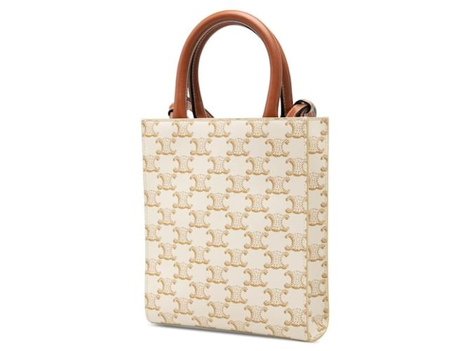 Céline Borsa Celine Triomphe Mini Vertical Cabas Marrone Bianco - vista 2