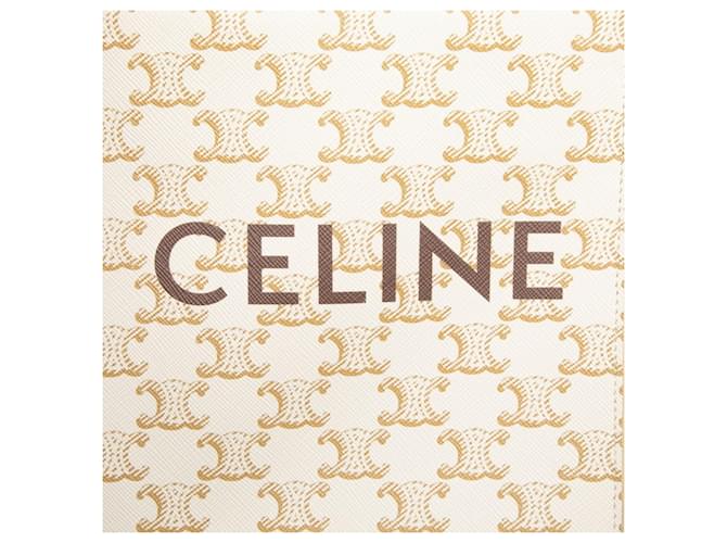 Céline Borsa Celine Triomphe Mini Vertical Cabas Marrone Bianco - vista 4