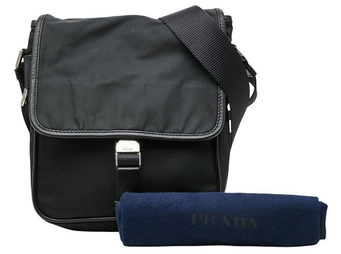 Borsa a tracolla Prada con placca logo triangolare Nero - vista 13