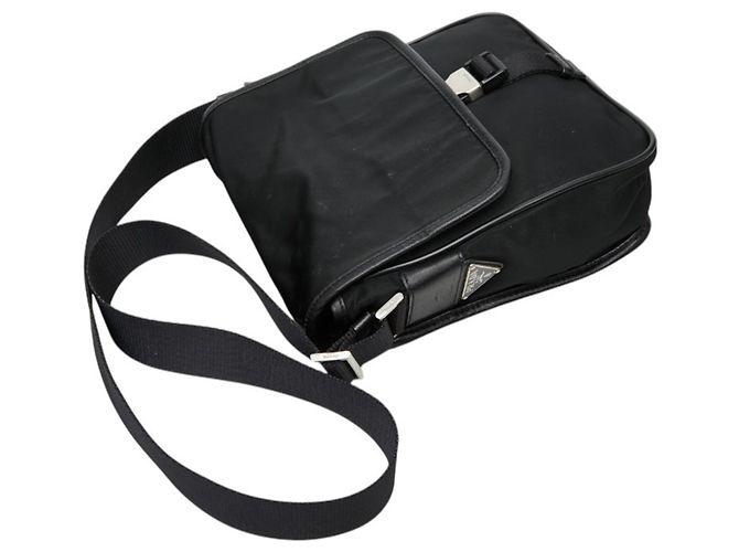 Borsa a tracolla Prada con placca logo triangolare Nero - vista 4