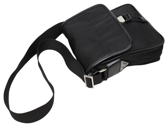 Borsa a tracolla Prada con placca logo triangolare Nero - vista 4