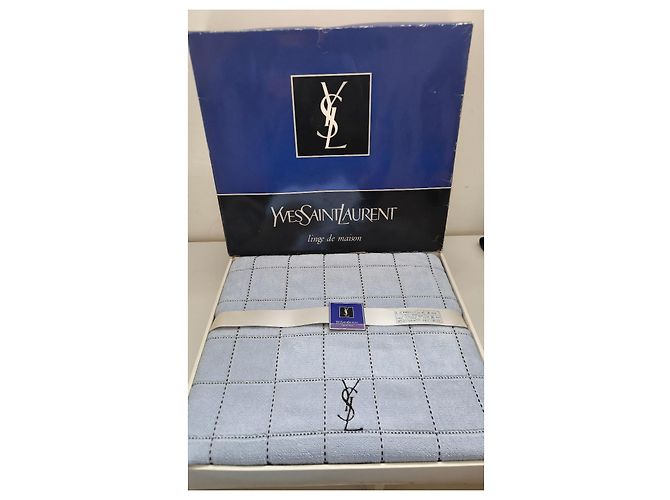 Yves Saint Laurent Toalla de playa YSL de algodón en azul - vista 2
