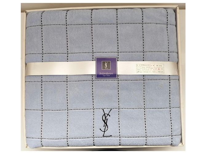 Yves Saint Laurent Toalla de playa YSL de algodón en azul - vista 6