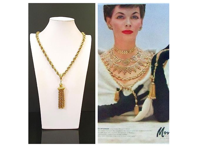 Autre Marque Collana Damita Tassel Monet placcata in oro 18kt-Book Piece D'oro - vista 2