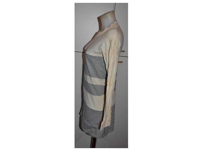 Maglietta a maniche lunghe a righe Miu Miu Beige Grigio - vista 3
