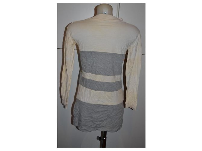 Maglietta a maniche lunghe a righe Miu Miu Beige Grigio - vista 4