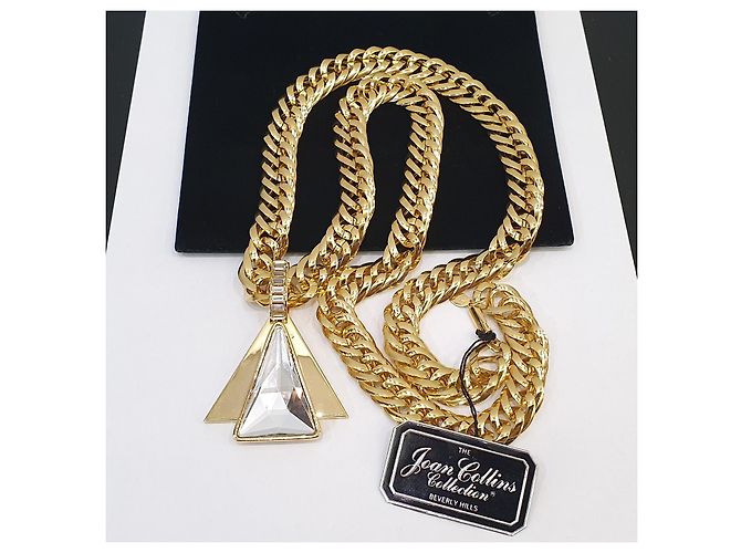 Autre Marque Collana a catena chunky tono oro con pendente in cristallo Joan Collins Collection D'oro - vista 2