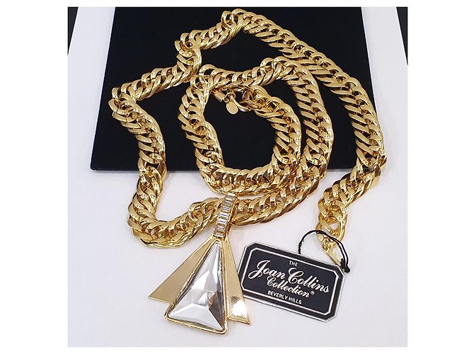 Autre Marque Collana a catena chunky tono oro con pendente in cristallo Joan Collins Collection D'oro - vista 6