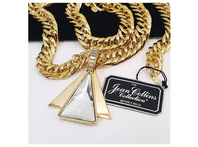 Autre Marque Collana a catena chunky tono oro con pendente in cristallo Joan Collins Collection D'oro - vista 7