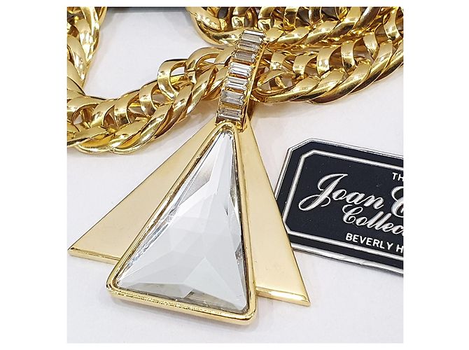 Autre Marque Collana a catena chunky tono oro con pendente in cristallo Joan Collins Collection D'oro - vista 8