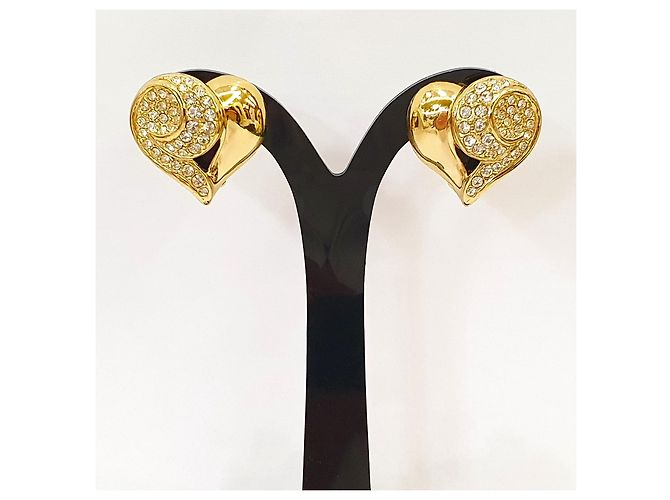 Orecchini a clip Givenchy in cristallo e placcati oro 18kt a forma di cuore D'oro - vista 3