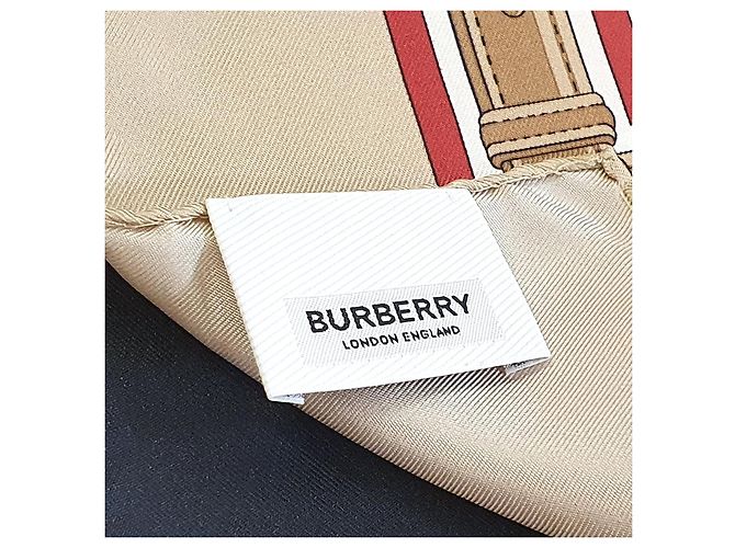 Burberry Seidentuch Braun Schwarz Weiß Rot Beige - Ansicht 10