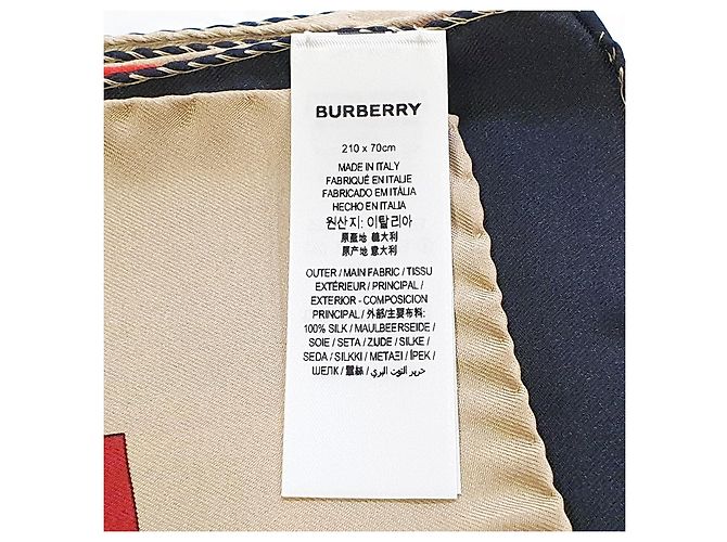 Burberry Seidentuch Braun Schwarz Weiß Rot Beige - Ansicht 12