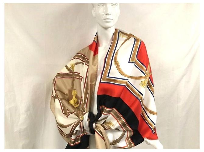 Burberry Seidentuch Braun Schwarz Weiß Rot Beige - Ansicht 4