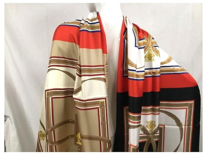 Burberry Seidentuch Braun Schwarz Weiß Rot Beige - Ansicht 6