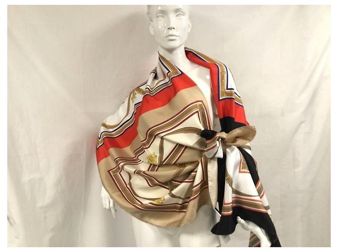 Burberry Seidentuch Braun Schwarz Weiß Rot Beige - Ansicht 8