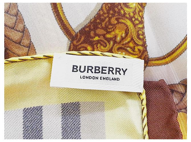 Burberry Seidentuch Braun Schwarz Weiß Beige Golden Orange Leopardenprint - Ansicht 11