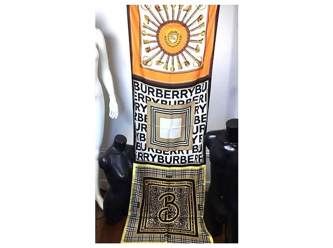 Burberry Seidentuch Braun Schwarz Weiß Beige Golden Orange Leopardenprint - Ansicht 3