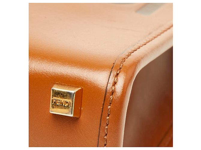 Borsa a mano Mini Sunshine Shopper Fendi in pelle marrone - vista 4