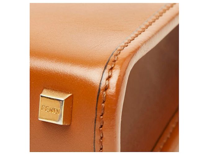 Borsa a mano Mini Sunshine Shopper Fendi in pelle marrone - vista 6