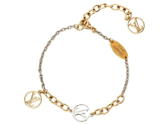 Bracciale a catena Louis Vuitton Logomania Argento D'oro - vista 3