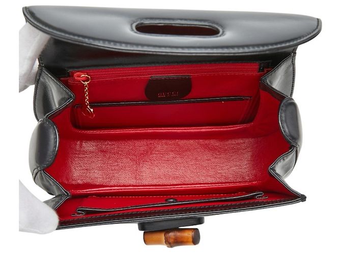 Borsa a mano e a tracolla Gucci Bamboo Nero - vista 10