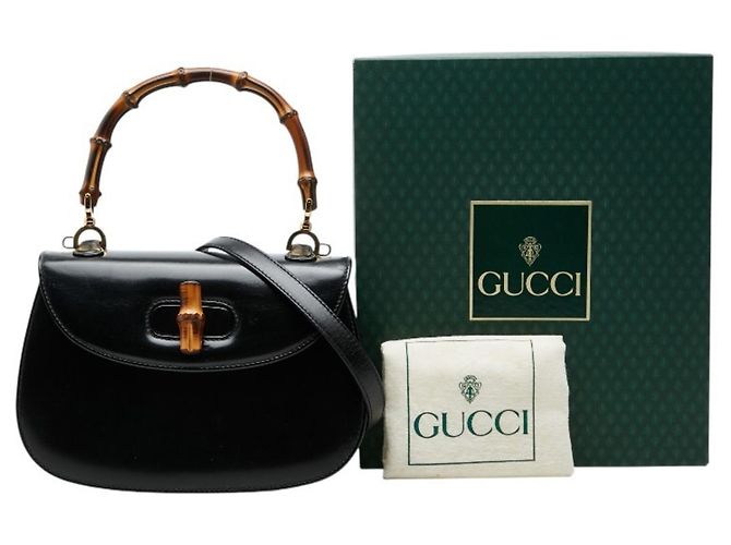 Borsa a mano e a tracolla Gucci Bamboo Nero - vista 13