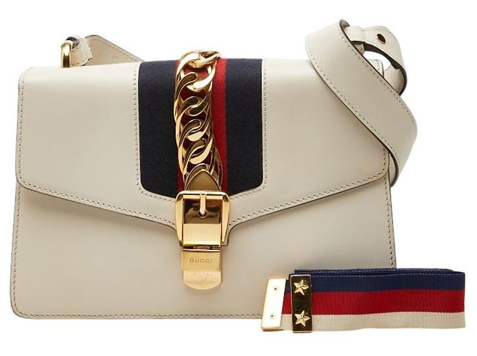 Borsa a mano Gucci Sherry Line Sylvie Bianco Crudo - vista 15