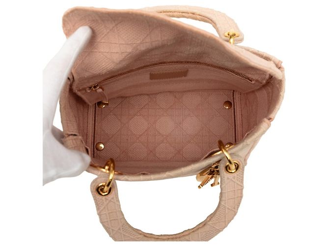 Borsa a mano media Christian Dior Dior Cannage Lady D-Lite Rosa - vista 5