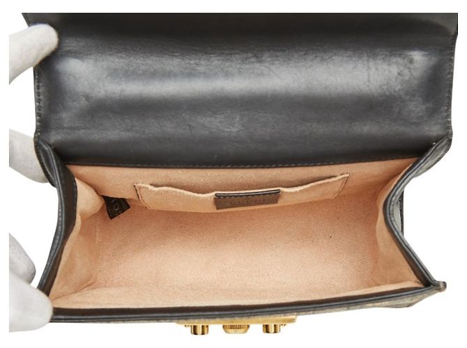 Padlock Borsa a tracolla Gucci GG Supreme con catena e lucchetto Nero D'oro - vista 11