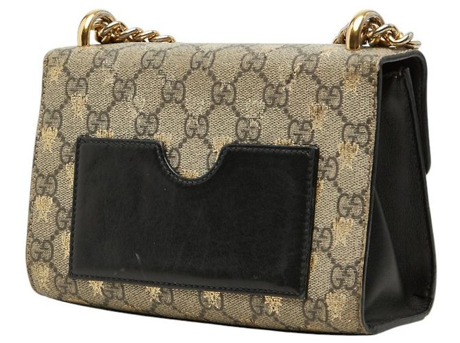 Padlock Borsa a tracolla Gucci GG Supreme con catena e lucchetto Nero D'oro - vista 2