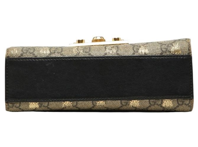 Padlock Borsa a tracolla Gucci GG Supreme con catena e lucchetto Nero D'oro - vista 3