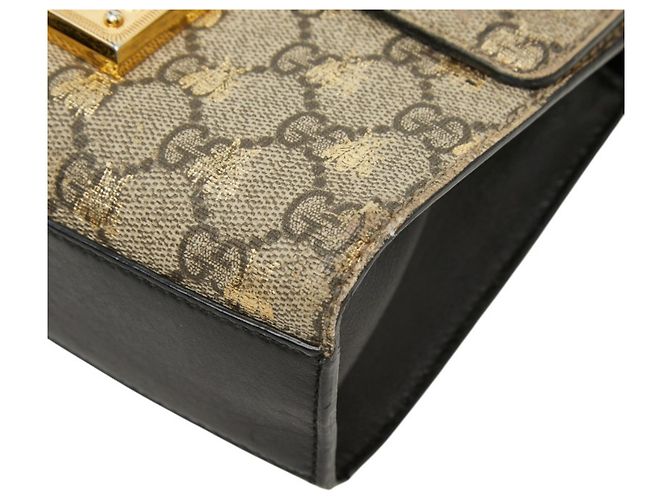 Padlock Borsa a tracolla Gucci GG Supreme con catena e lucchetto Nero D'oro - vista 4