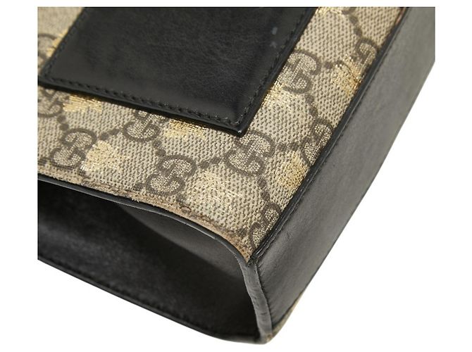 Padlock Borsa a tracolla Gucci GG Supreme con catena e lucchetto Nero D'oro - vista 7