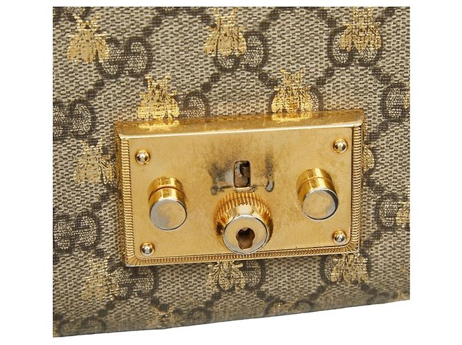 Padlock Borsa a tracolla Gucci GG Supreme con catena e lucchetto Nero D'oro - vista 9