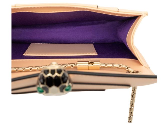 Bulgari Borsa a tracolla e spalla con catena Bvlgari Serpenti Forever Beige - vista 4