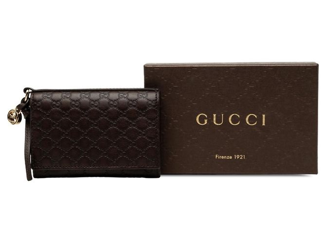 Tarjetero Gucci de piel marrón Microguccissima Castaño - vista 7