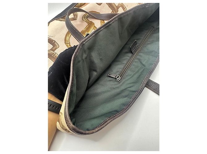 Borsa Tote Gucci Bamboo Horsebit Marrone Rosa Beige - vista 18