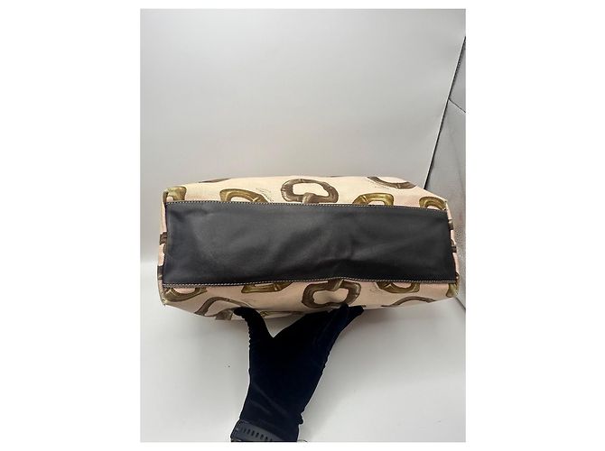 Borsa Tote Gucci Bamboo Horsebit Marrone Rosa Beige - vista 5
