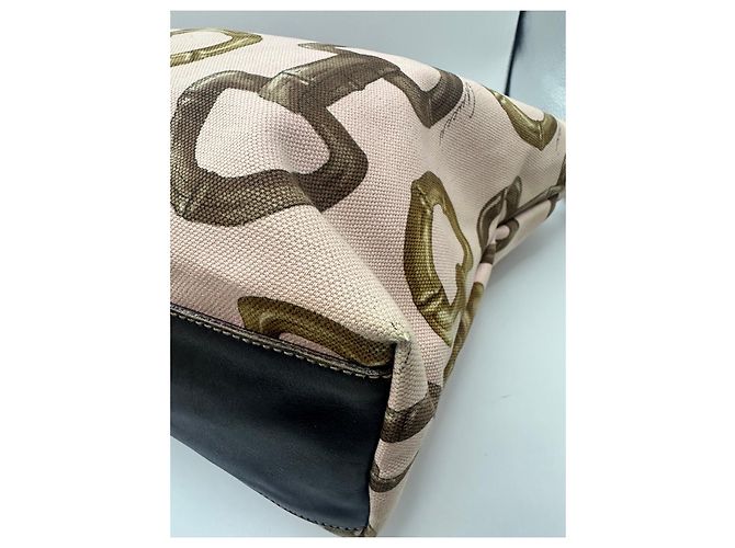 Borsa Tote Gucci Bamboo Horsebit Marrone Rosa Beige - vista 7