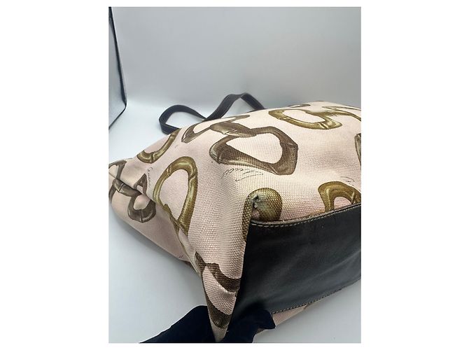 Borsa Tote Gucci Bamboo Horsebit Marrone Rosa Beige - vista 8