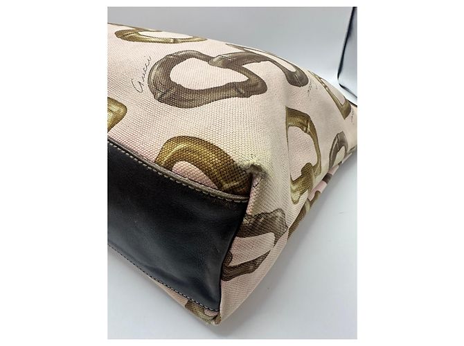 Borsa Tote Gucci Bamboo Horsebit Marrone Rosa Beige - vista 9