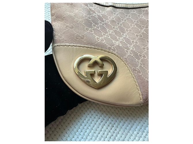 Borsa a tracolla Gucci Monogram Heart Rosa Beige - vista 4