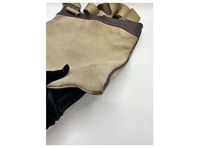 Borsa a tracolla Prada in tela jacquard Marrone Beige - vista 11