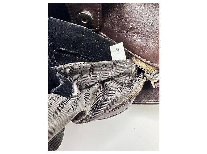Borsa a tracolla Prada in tela jacquard Marrone Beige - vista 15